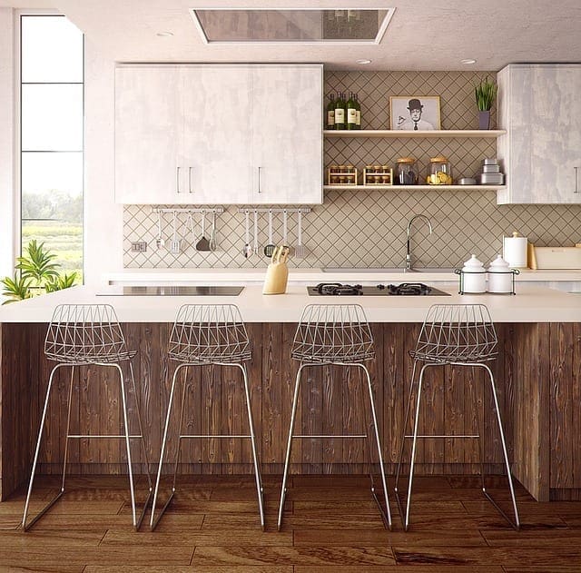tuxedo kitchen with lighter upper cabinets and darker lower cabinets